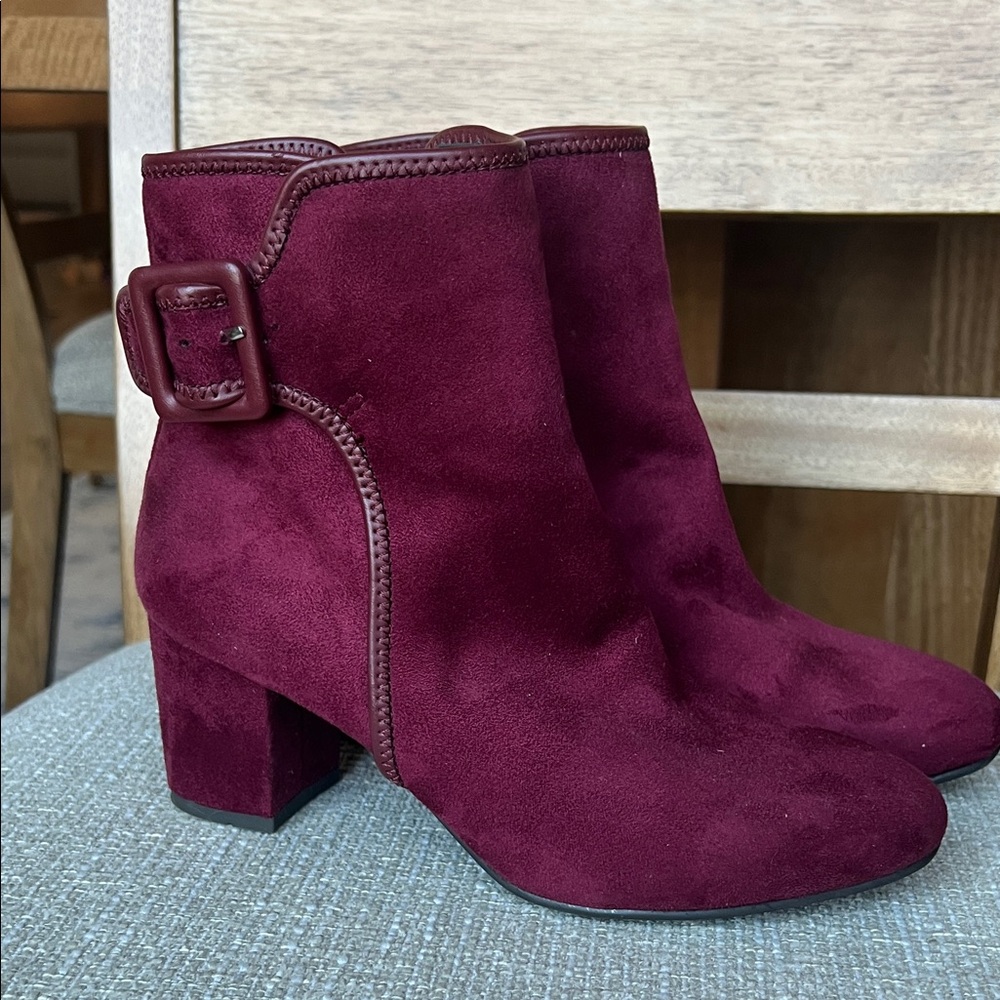 White Mountain Burgundy Red Ankle Boots, Suede- Womens 8